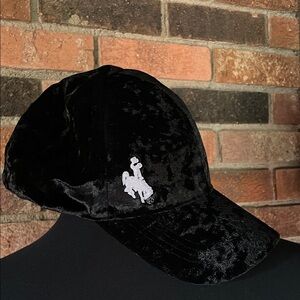 Black Velvet Cap with Wyoming Cowboy Detail‎